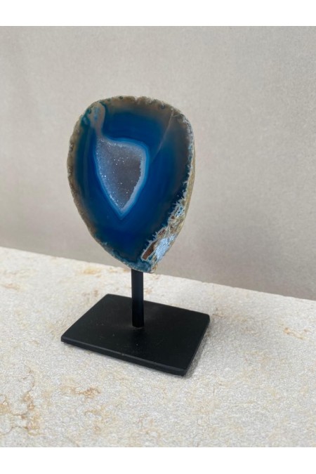 Geoda de Ágata Azul & Cuarzo Cristal con Peana