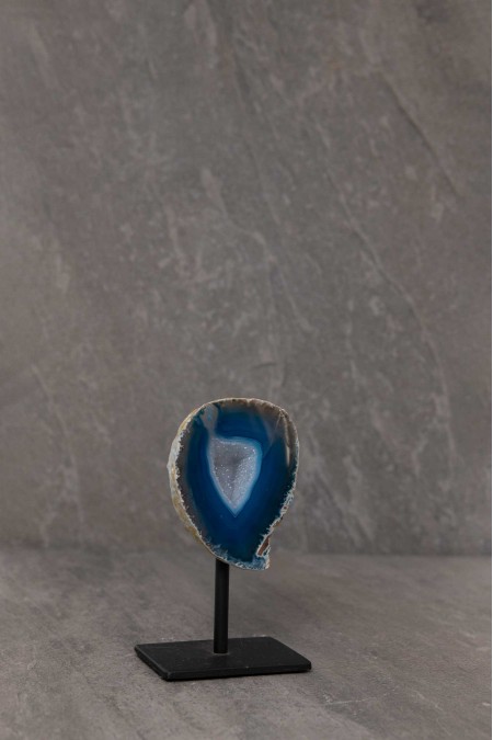 Geoda de Ágata Azul & Cuarzo Cristal con Peana